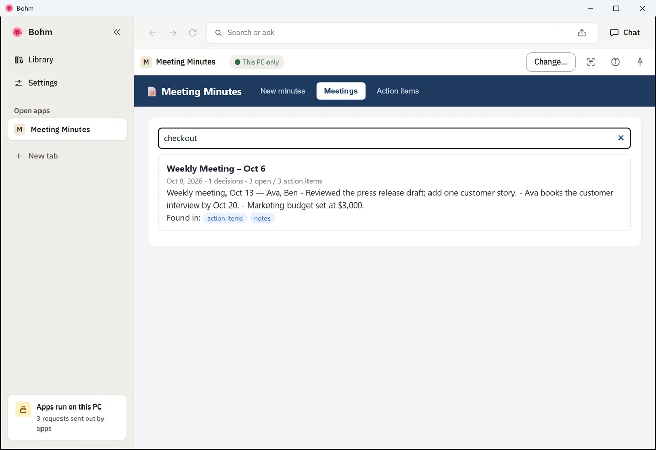 Searching past meetings