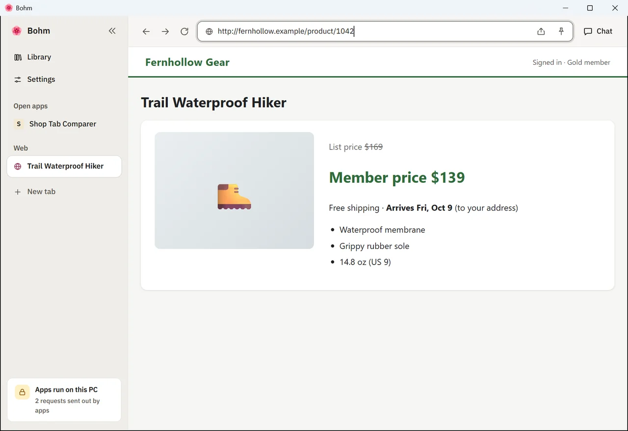 A product page in a shop tab, showing a member price