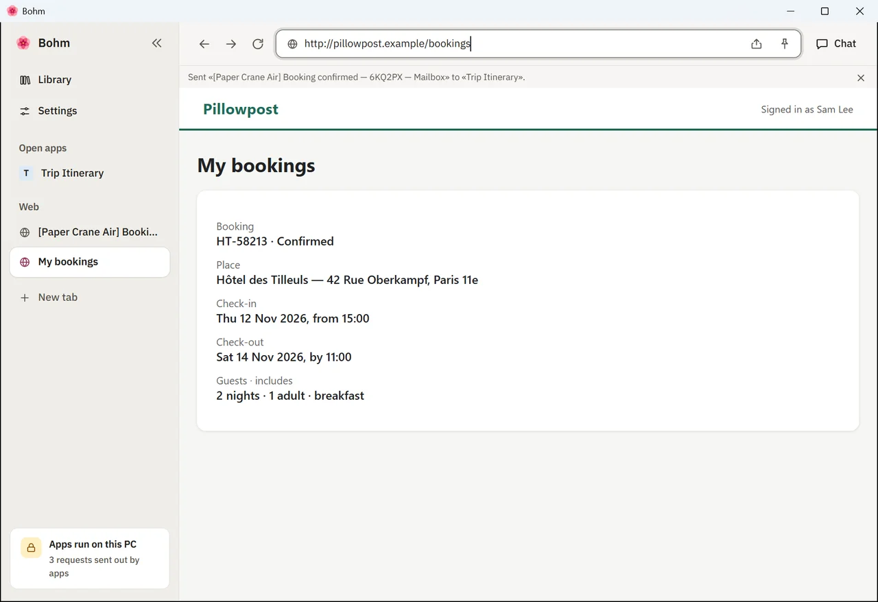 A hotel booking page on a stay site, signed in